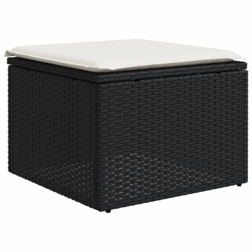 Set mobilier de grădină cu perne, 9 piese, negru, poliratan - Img 5