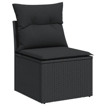 Set mobilier de grădină cu perne, 9 piese, negru, poliratan - Img 3