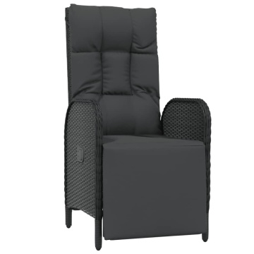 Set mobilier de grădină cu perne, 9 piese, negru, poliratan - Img 4
