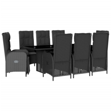 Set mobilier de grădină cu perne, 9 piese, negru, poliratan - Img 2