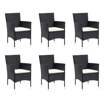 Set mobilier de grădină cu perne, 9 piese, negru, poliratan - Img 3