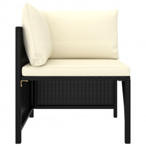 Set mobilier de grădină cu perne, 9 piese, negru, poliratan - Img 4