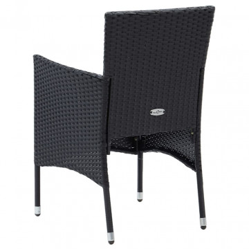 Set mobilier de grădină cu perne, 9 piese, negru, poliratan - Img 6