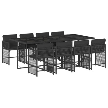 Set mobilier de grădină cu perne, 9 piese, negru, poliratan - Img 2
