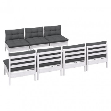Set mobilier de grădină cu perne antracit, 8 piese, lemn de pin - Img 3