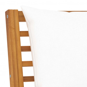 Set mobilier de grădină cu perne crem, 4 piese, lemn de acacia - Img 5