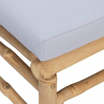 Set mobilier de grădină cu perne gri deschis, 2 piese, bambus - Img 5