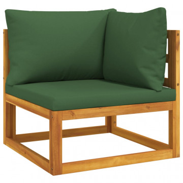 Set mobilier de grădină cu perne verzi, 5 piese, lemn masiv - Img 4