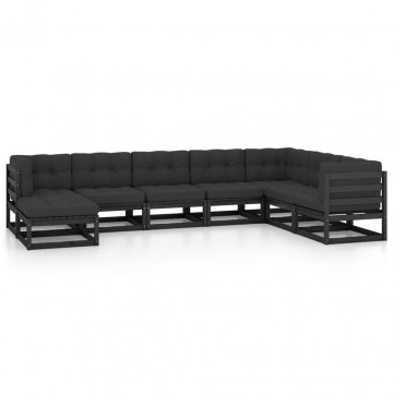 Set mobilier de grădină din 8 piese, lemn masiv de pin - Img 2
