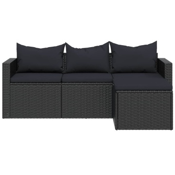 Set mobilier de grădină, negru, poliratan - Img 4