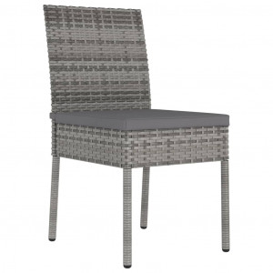 Set mobilier de masă pentru grădină, 9 piese, gri, poliratan - Img 6