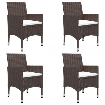 Set mobilier grădină 5 piese, maro, poliratan/sticlă securizată - Img 2