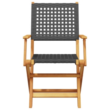 Set mobilier grădină, 5 piese, negru, poliratan și lemn masiv - Img 4