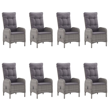 Set mobilier grădină, 9 piese, gri, poliratan și sticlă - Img 3