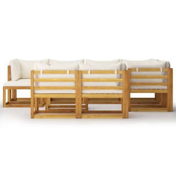 Set mobilier grădină cu perne 10 piese crem lemn masiv acacia - Img 3