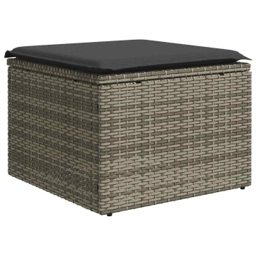 Set mobilier grădină cu perne 2 piese gri poliratan/lemn acacia - Img 4