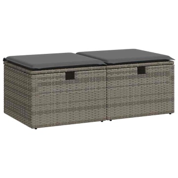 Set mobilier grădină cu perne 2 piese gri poliratan/lemn acacia - Img 1