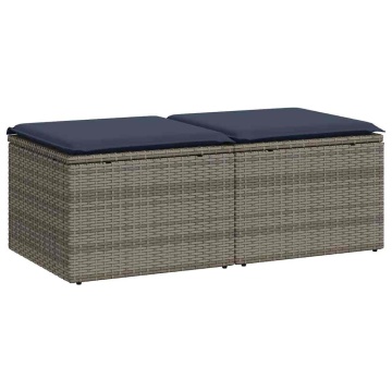 Set mobilier grădină cu perne 2 piese gri poliratan/lemn acacia - Img 2