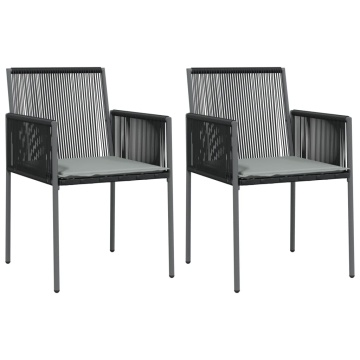 Set mobilier grădină cu perne, 3 piese, negru, poliratan & oțel - Img 4