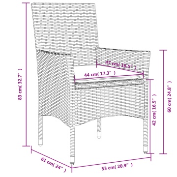 Set mobilier grădină cu perne 5 piese gri poliratan/lemn acacia - Img 7