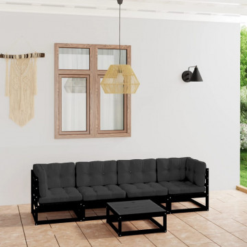Set mobilier grădină cu perne, 5 piese, lemn masiv pin - Img 1