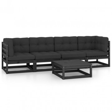 Set mobilier grădină cu perne, 5 piese, lemn masiv pin - Img 2