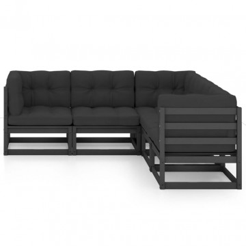 Set mobilier grădină cu perne, 5 piese, lemn masiv pin - Img 3