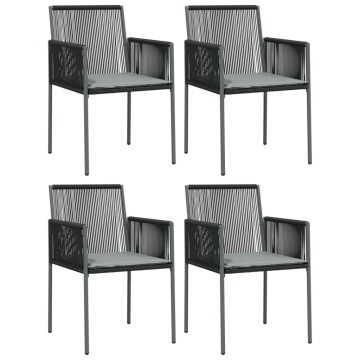 Set mobilier grădină cu perne, 5 piese, negru, poliratan & oțel - Img 4