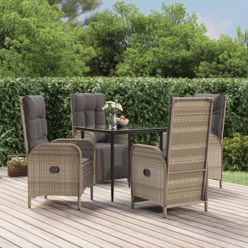 Set mobilier grădină cu perne, 5 piese, negru și gri, poliratan - Img 1