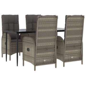 Set mobilier grădină cu perne, 5 piese, negru și gri, poliratan - Img 3