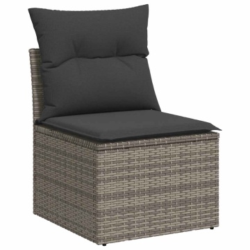 Set mobilier grădină cu perne 6 piese gri poliratan/lemn acacia - Img 3