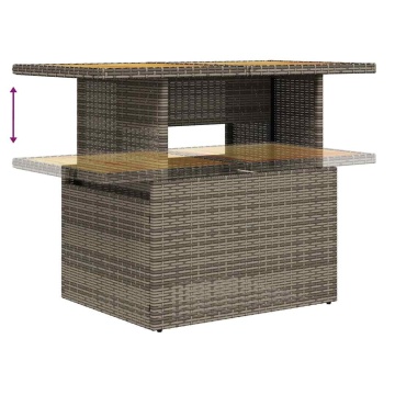 Set mobilier grădină cu perne 6 piese gri poliratan/lemn acacia - Img 6