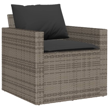 Set mobilier grădină cu perne, 6 piese, gri, poliratan - Img 3