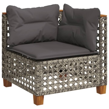 Set mobilier grădină cu perne, 6 piese, gri, poliratan - Img 4