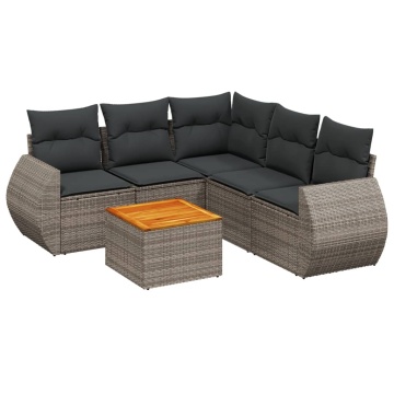 Set mobilier grădină cu perne, 6 piese, gri, poliratan - Img 2