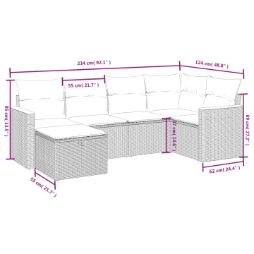 Set mobilier grădină cu perne, 6 piese, gri, poliratan - Img 4