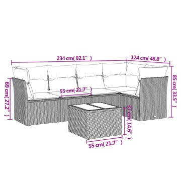 Set mobilier grădină cu perne, 6 piese, gri, poliratan - Img 3