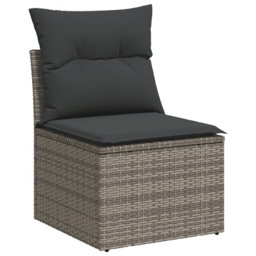 Set mobilier grădină cu perne, 6 piese, gri, poliratan - Img 3