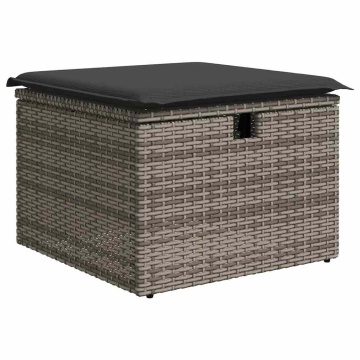 Set mobilier grădină cu perne, 6 piese, gri, poliratan - Img 5