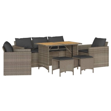Set mobilier grădină cu perne, 6 piese, gri, poliratan - Img 2