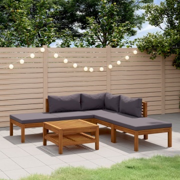 Set mobilier grădină cu perne, 6 piese, lemn masiv acacia - Img 1