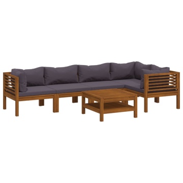 Set mobilier grădină cu perne, 6 piese, lemn masiv acacia - Img 2