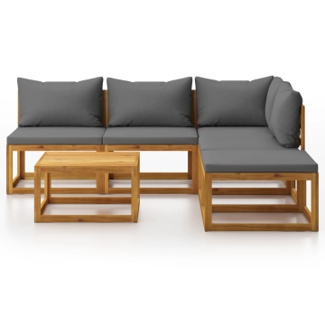 Set mobilier grădină cu perne, 6 piese, lemn masiv acacia - Img 3