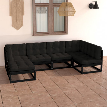 Set mobilier grădină cu perne, 6 piese, lemn masiv pin - Img 1
