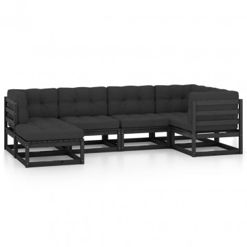 Set mobilier grădină cu perne, 6 piese, lemn masiv pin - Img 2