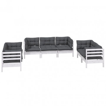 Set mobilier grădină cu perne, 7 piese, lemn masiv de pin - Img 3