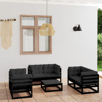 Set mobilier grădină cu perne, 7 piese, lemn masiv pin - Img 1