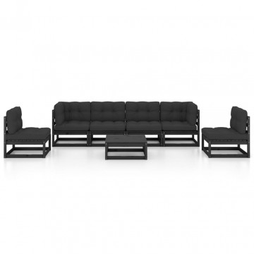 Set mobilier grădină cu perne, 7 piese, lemn masiv pin - Img 3