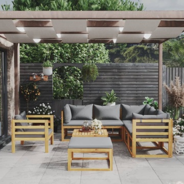 Set mobilier grădină cu perne, 8 piese, lemn masiv acacia - Img 1