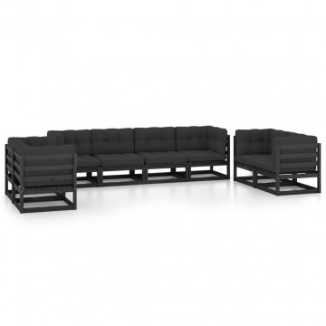 Set mobilier grădină cu perne, 8 piese, lemn masiv pin - Img 2